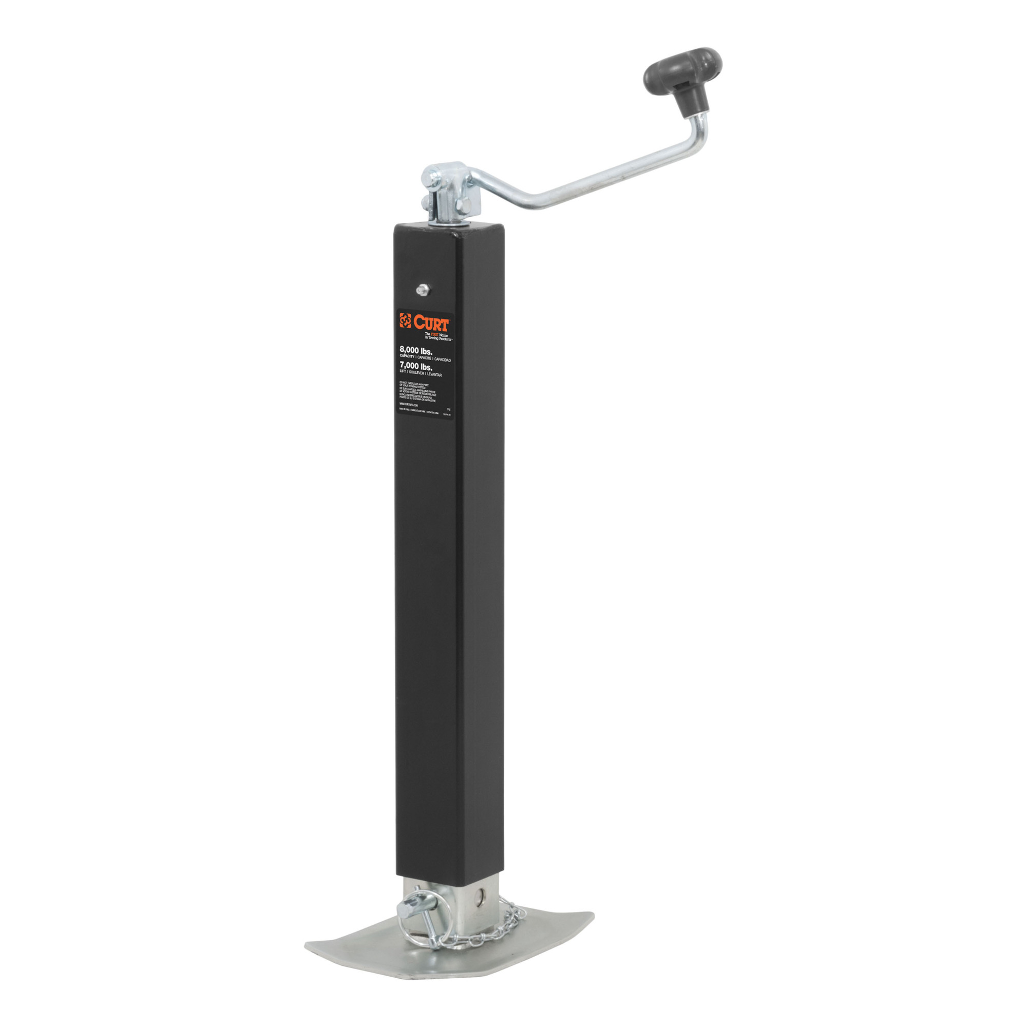 Curt Manufacturing, Direct-Weld Square Jack w Top Handle 8000 lbs, 15in. Travel, Model# 28570